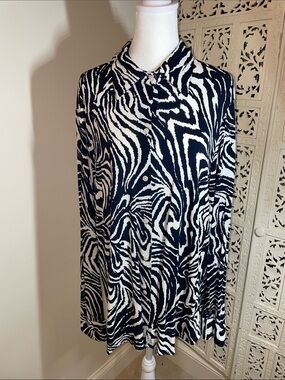 Zebra Print black and white  Jersey Button-Up Women’s top